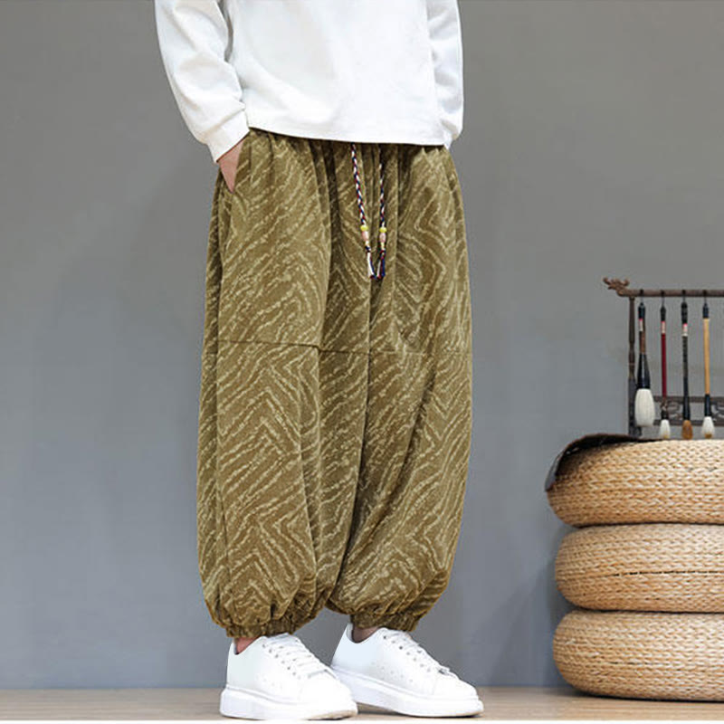 Cotton Linen Blend Ankle-Length Harem Trousers for Mindful Daily Movement