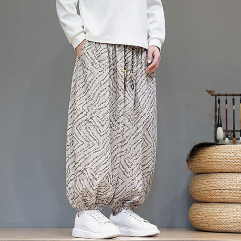 Cotton Linen Blend Ankle-Length Harem Trousers for Mindful Daily Movement