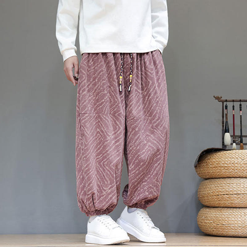 Cotton Linen Blend Ankle-Length Harem Trousers for Mindful Daily Movement