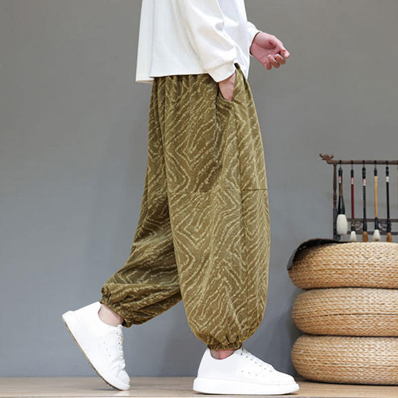 Cotton Linen Blend Ankle-Length Harem Trousers for Mindful Daily Movement