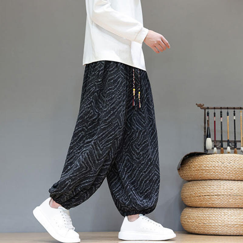 Cotton Linen Blend Ankle-Length Harem Trousers for Mindful Daily Movement