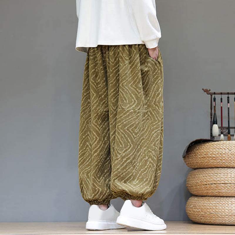 Cotton Linen Blend Ankle-Length Harem Trousers for Mindful Daily Movement