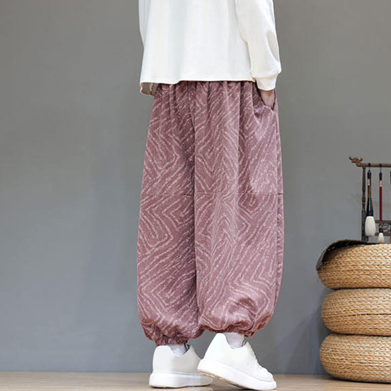 Cotton Linen Blend Ankle-Length Harem Trousers for Mindful Daily Movement