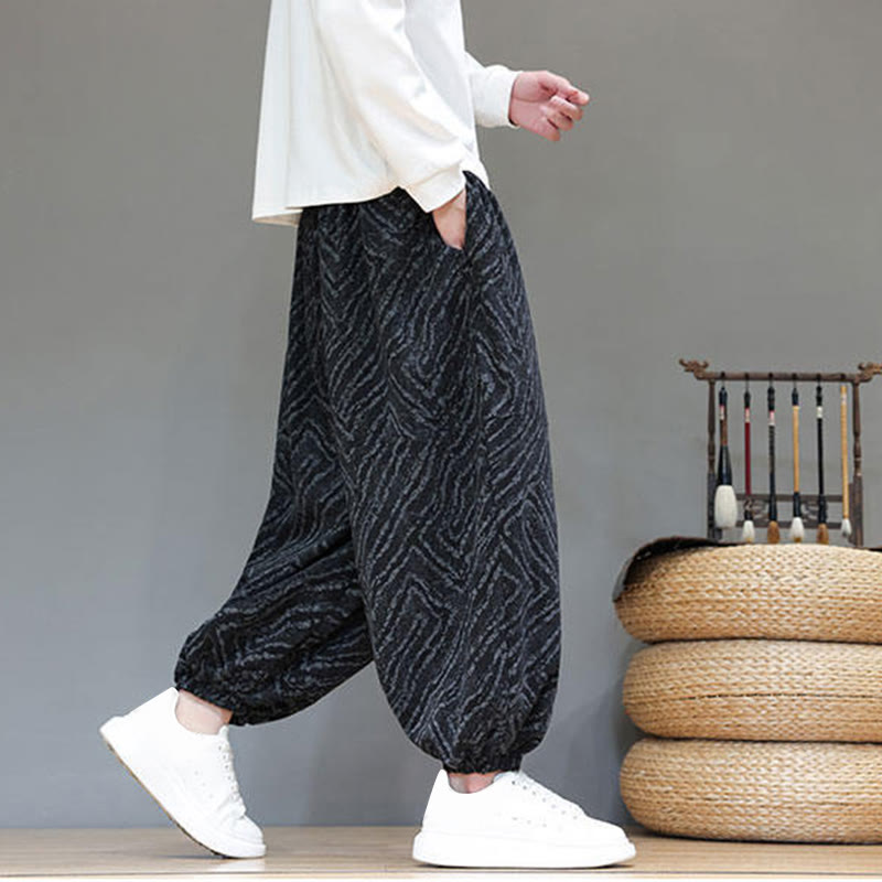 Cotton Linen Blend Ankle-Length Harem Trousers for Mindful Daily Movement
