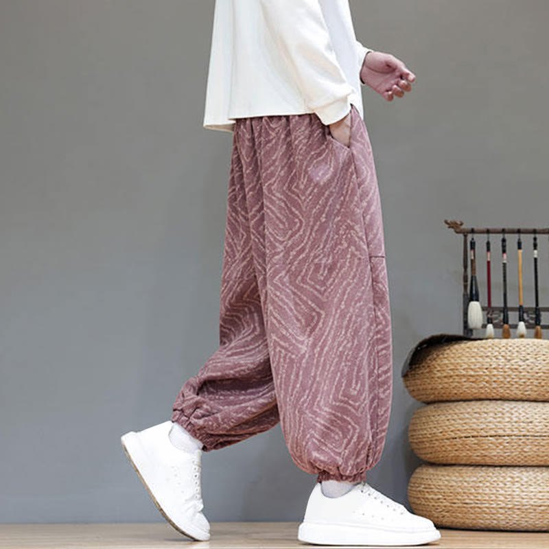 Cotton Linen Blend Ankle-Length Harem Trousers for Mindful Daily Movement