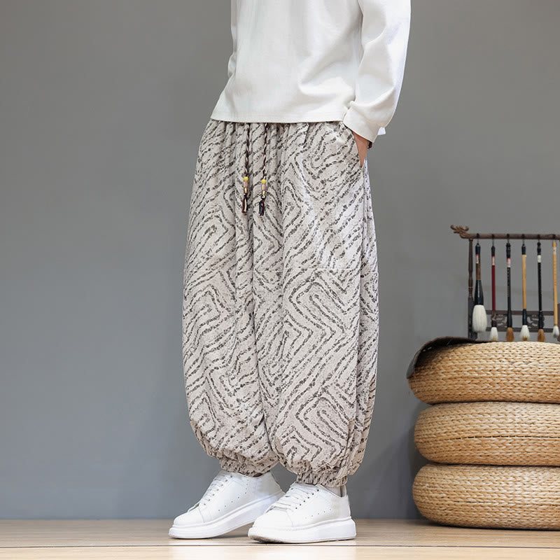 Cotton Linen Blend Ankle-Length Harem Trousers for Mindful Daily Movement