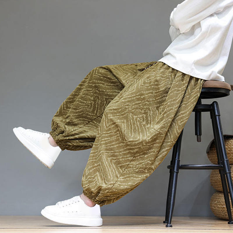 Cotton Linen Blend Ankle-Length Harem Trousers for Mindful Daily Movement