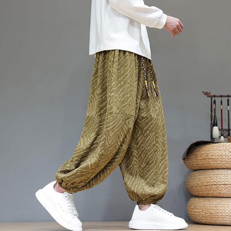 Cotton Linen Blend Ankle-Length Harem Trousers for Mindful Daily Movement