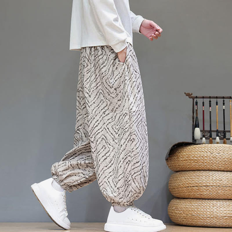 Cotton Linen Blend Ankle-Length Harem Trousers for Mindful Daily Movement