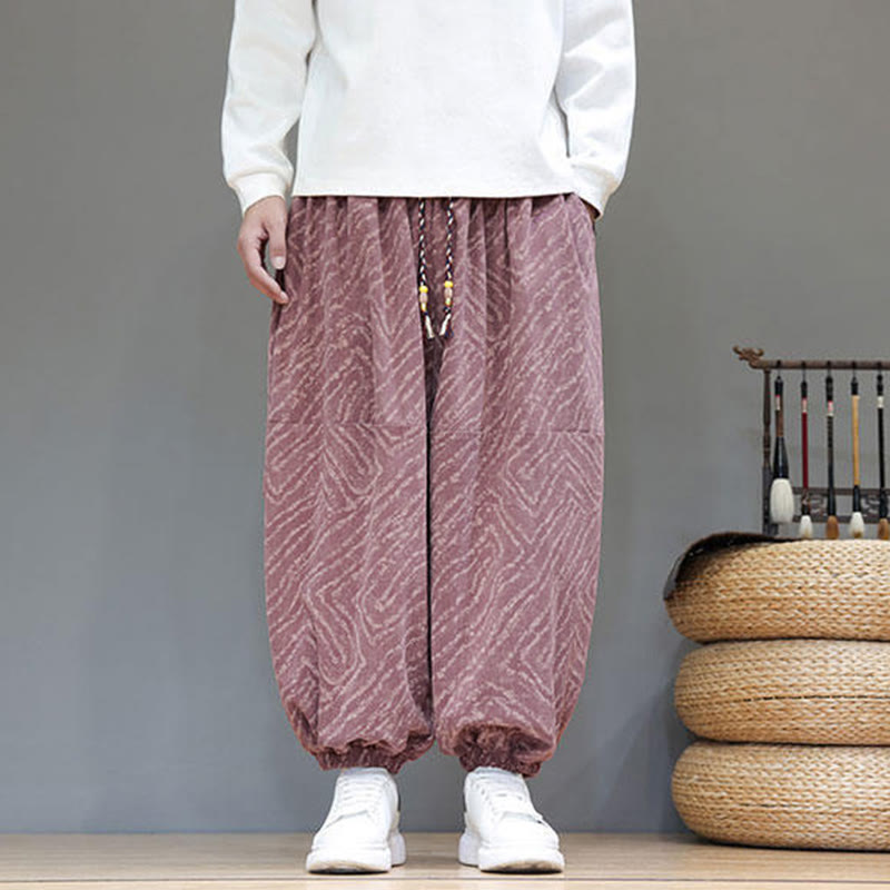 Cotton Linen Blend Ankle-Length Harem Trousers for Mindful Daily Movement