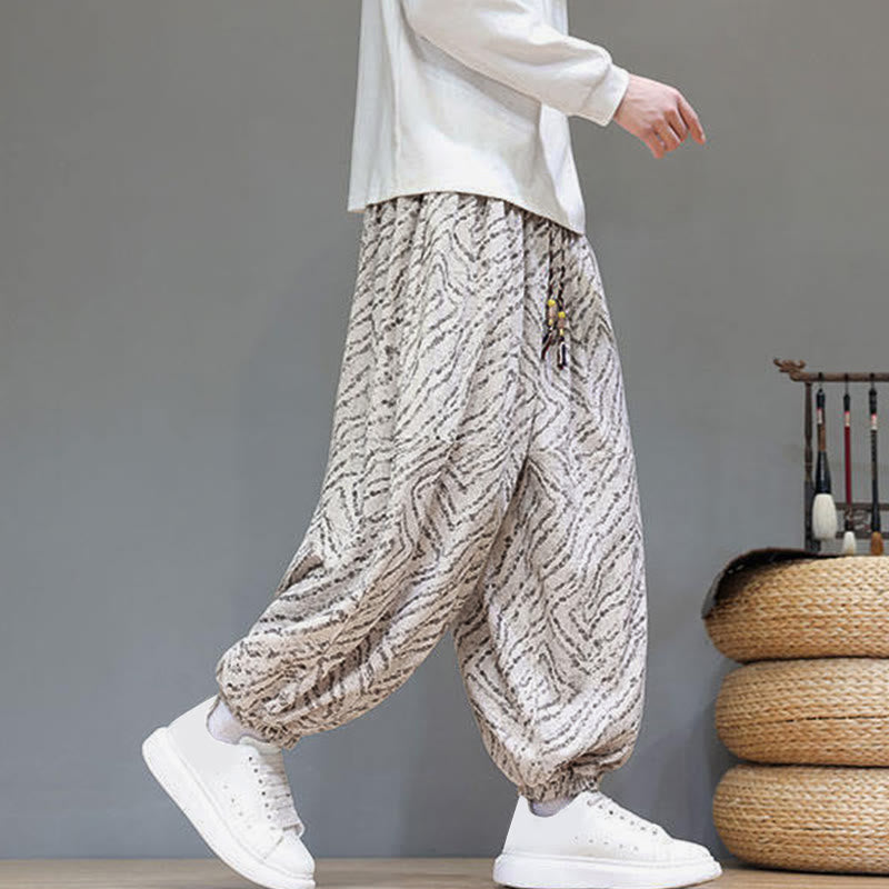 Cotton Linen Blend Ankle-Length Harem Trousers for Mindful Daily Movement