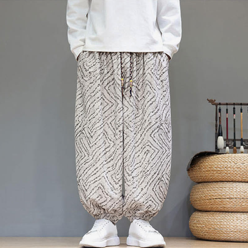 Cotton Linen Blend Ankle-Length Harem Trousers for Mindful Daily Movement