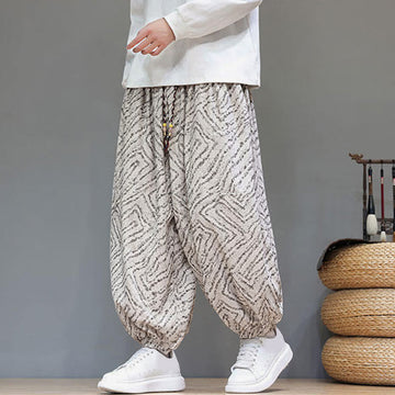 Cotton Linen Blend Ankle-Length Harem Trousers for Mindful Daily Movement