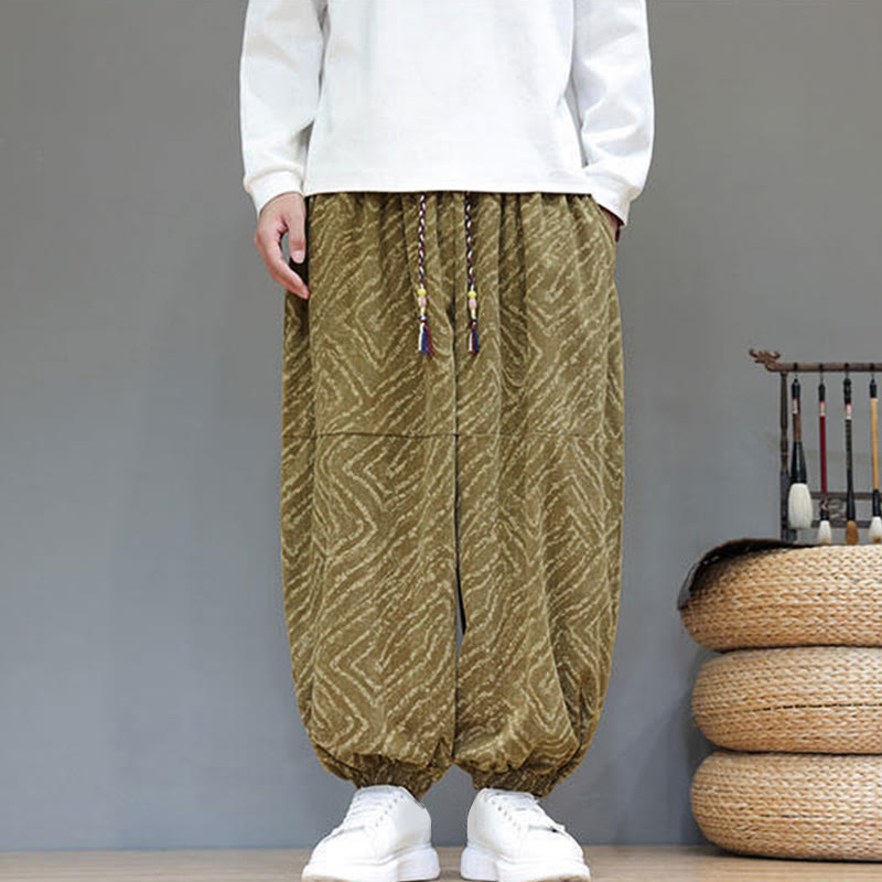 Cotton Linen Blend Ankle-Length Harem Trousers for Mindful Daily Movement
