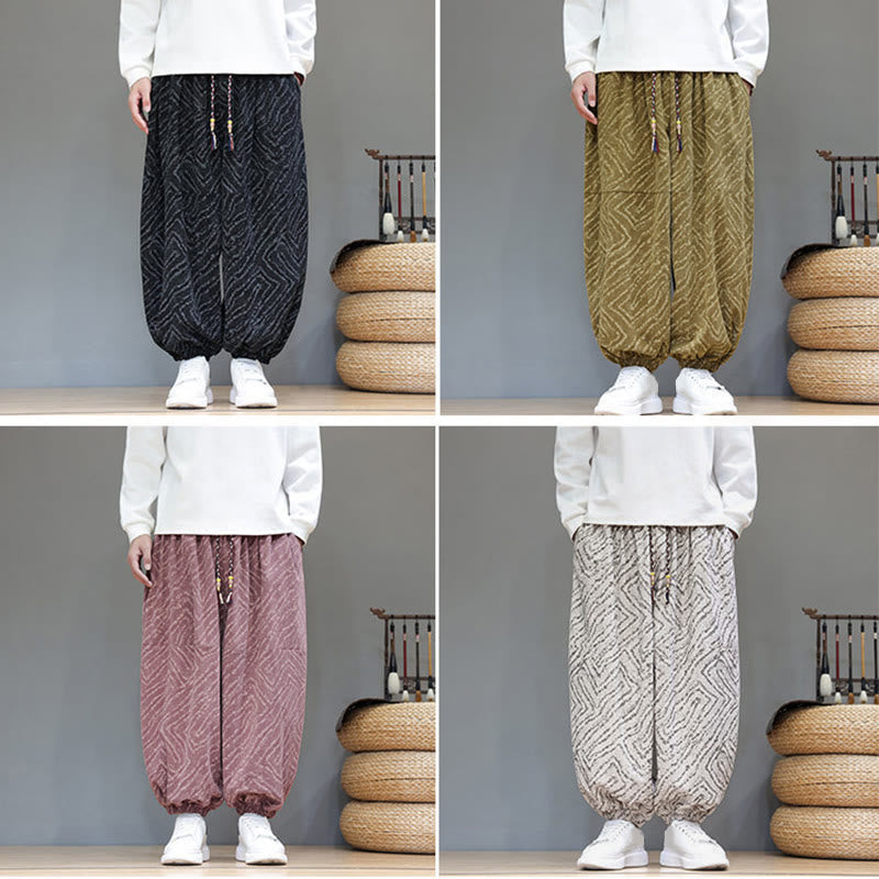 Cotton Linen Blend Ankle-Length Harem Trousers for Mindful Daily Movement