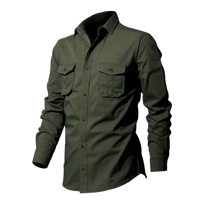 Breathable Cotton Stand Collar Long Sleeve Shirt for Mindful Daily Wear