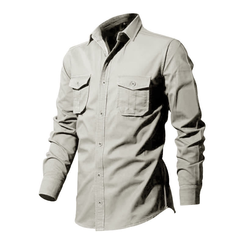Breathable Cotton Stand Collar Long Sleeve Shirt for Mindful Daily Wear