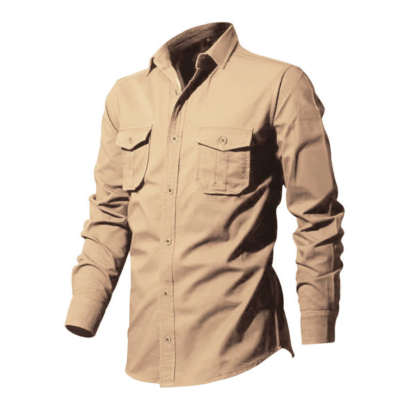 Breathable Cotton Stand Collar Long Sleeve Shirt for Mindful Daily Wear