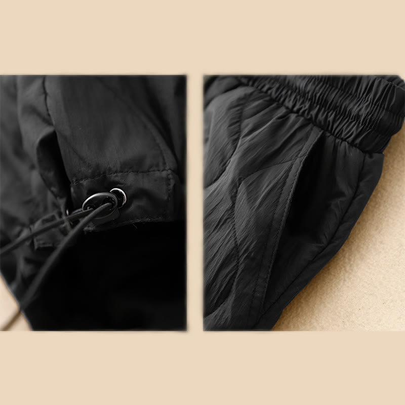 Winter Curved Lines Warm Women's Ankle-length Pants With Pockets