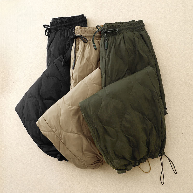 Winter Curved Lines Warm Women's Ankle-length Pants With Pockets