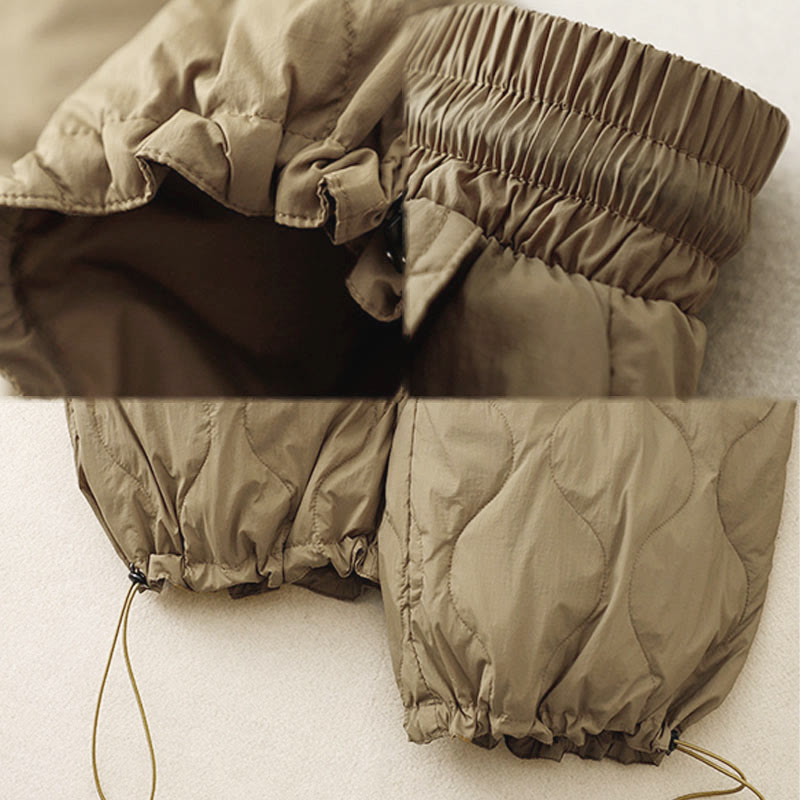 Winter Curved Lines Warm Women's Ankle-length Pants With Pockets