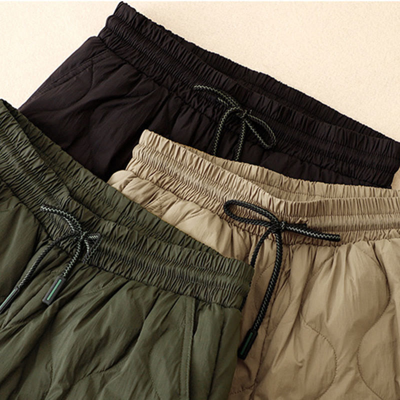 Winter Curved Lines Warm Women's Ankle-length Pants With Pockets