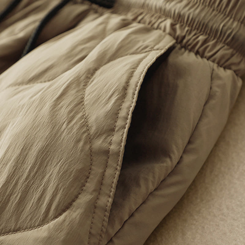 Winter Curved Lines Warm Women's Ankle-length Pants With Pockets