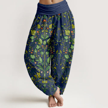 Botanical Cotton Elastic Waist Meditation Harem Pants