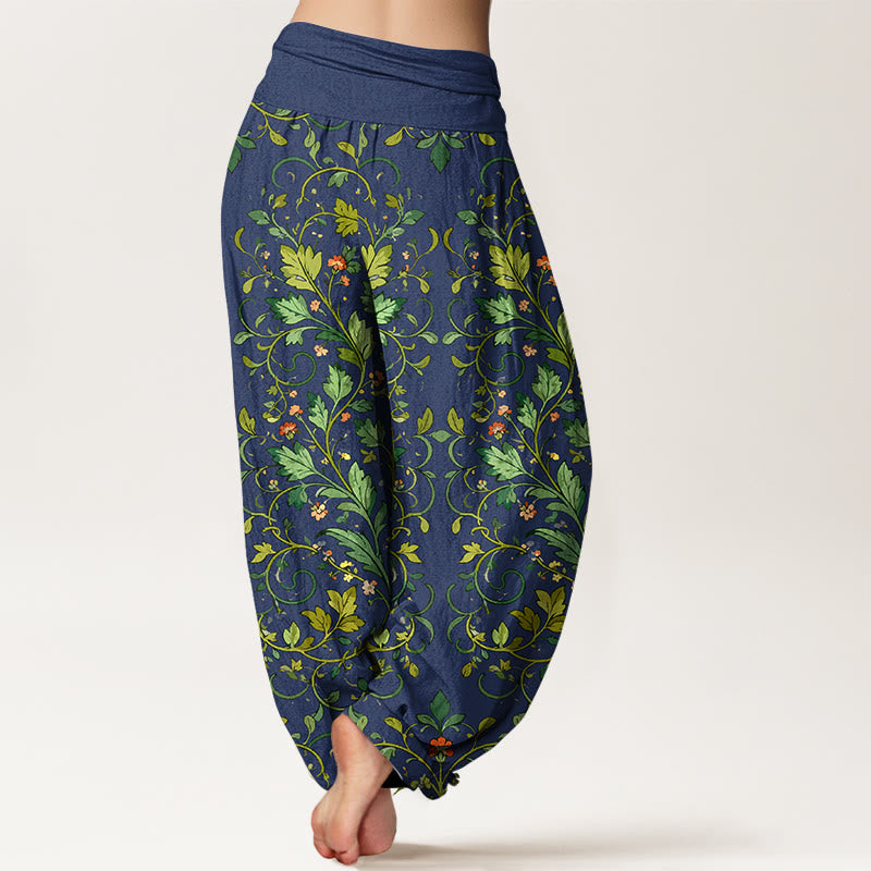 Botanical Cotton Elastic Waist Meditation Harem Pants