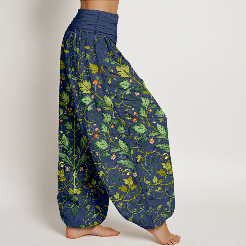 Botanical Cotton Elastic Waist Meditation Harem Pants