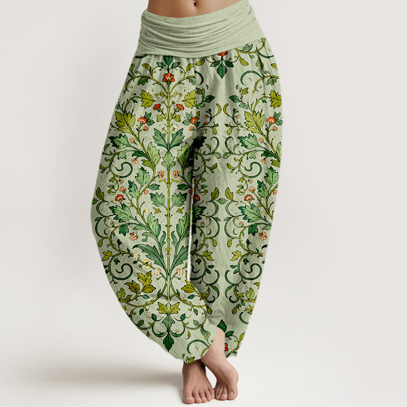 Botanical Cotton Elastic Waist Meditation Harem Pants