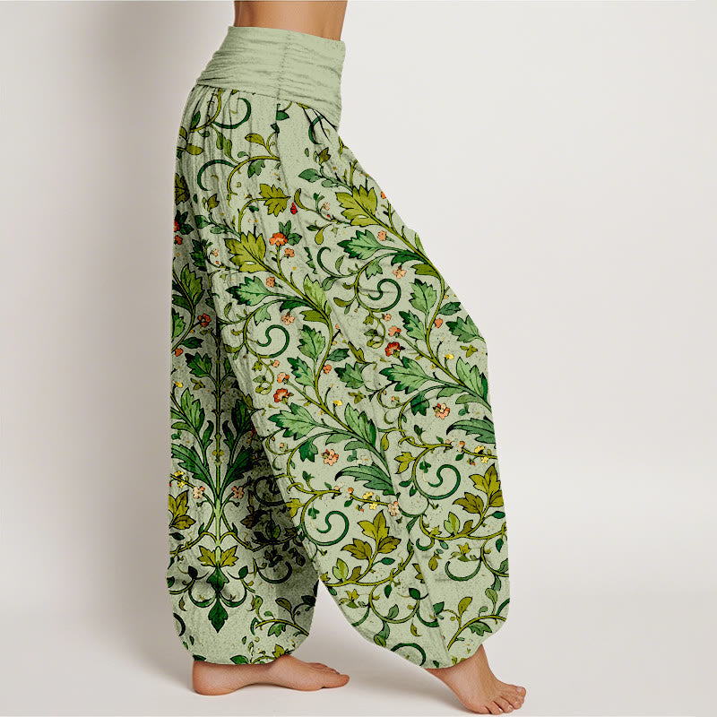 Botanical Cotton Elastic Waist Meditation Harem Pants