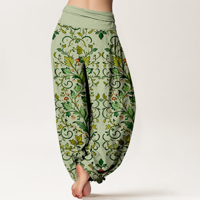 Botanical Cotton Elastic Waist Meditation Harem Pants