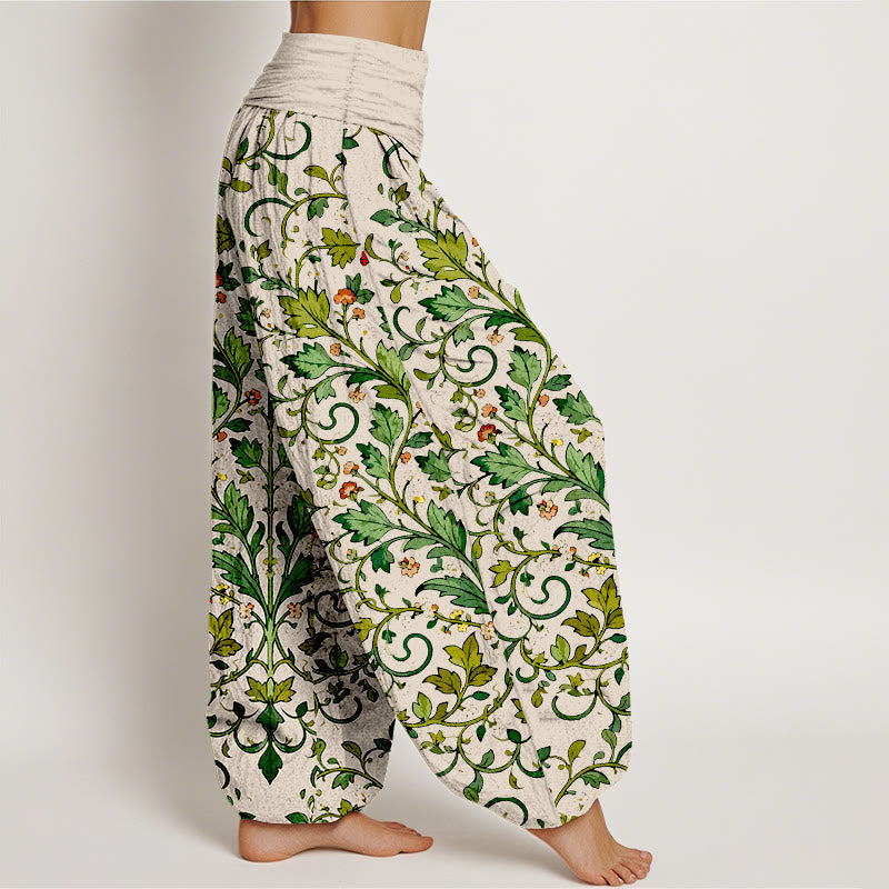Botanical Cotton Elastic Waist Meditation Harem Pants