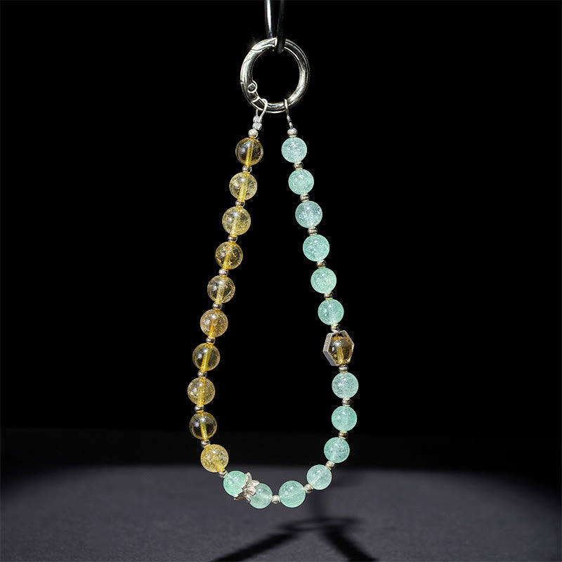 Citrine & Green Strawberry Quartz Beaded Soothing Phone Charm & Keychain