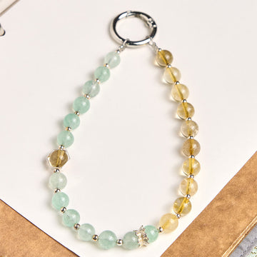 Citrine & Green Strawberry Quartz Beaded Soothing Phone Charm & Keychain