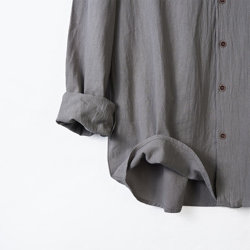 Breathable Linen Hooded Long Sleeve Meditation Men's Shirt