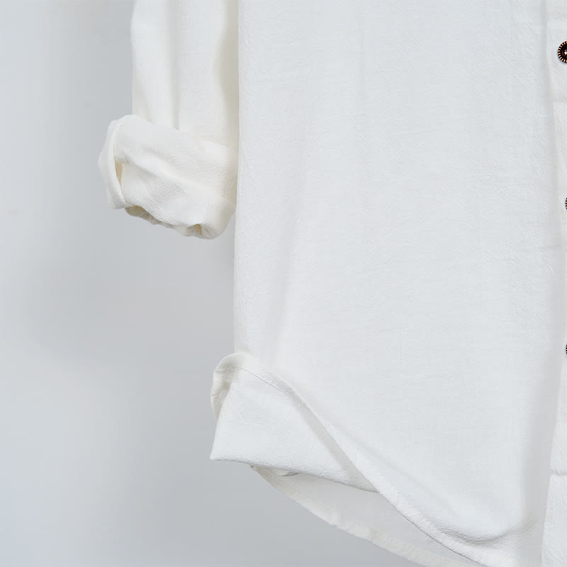 Breathable Linen Hooded Long Sleeve Meditation Men's Shirt