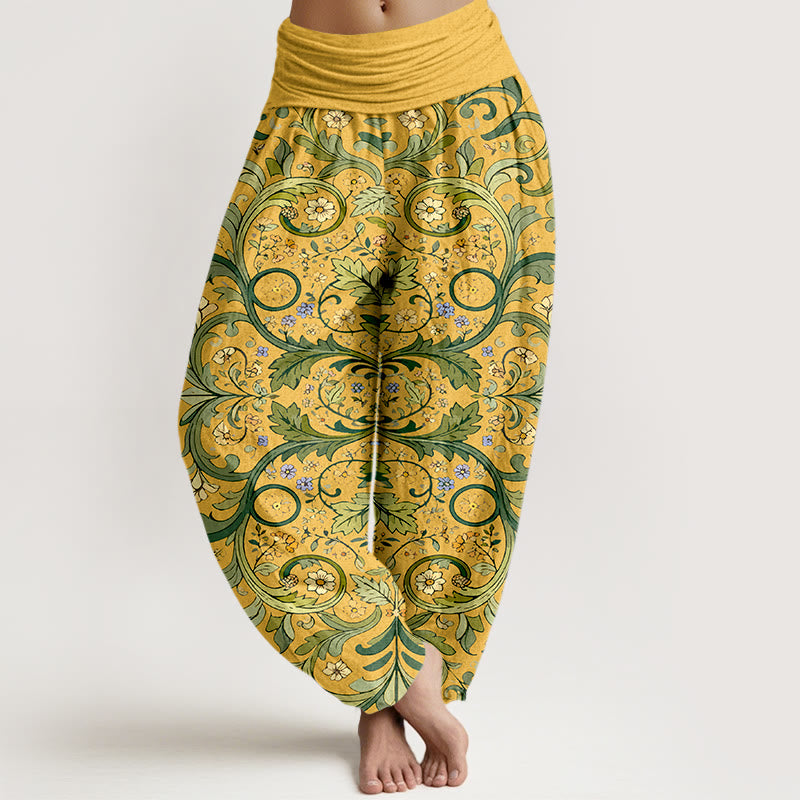 Botanical Pure Cotton Elastic Waist Meditation Harem Pants