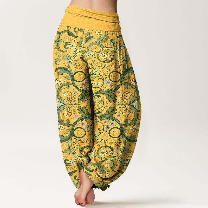 Botanical Pure Cotton Elastic Waist Meditation Harem Pants