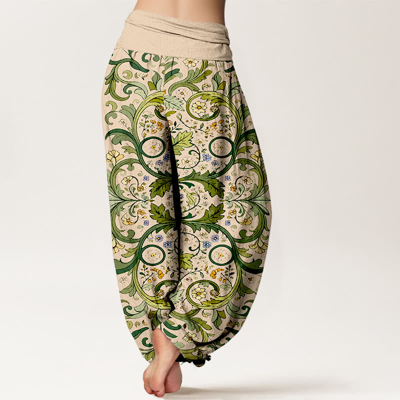 Botanical Pure Cotton Elastic Waist Meditation Harem Pants