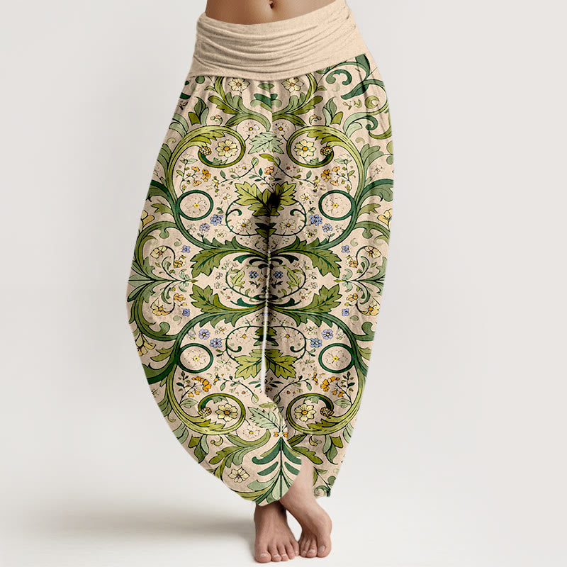 Botanical Pure Cotton Elastic Waist Meditation Harem Pants