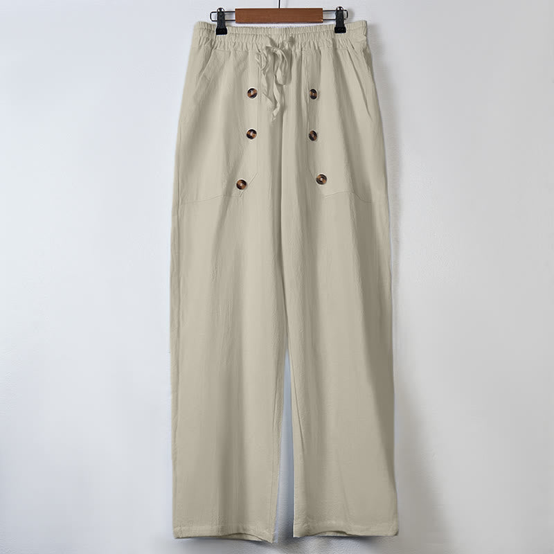 Tactile Cotton Straight-Leg Meditation Lounge Pants