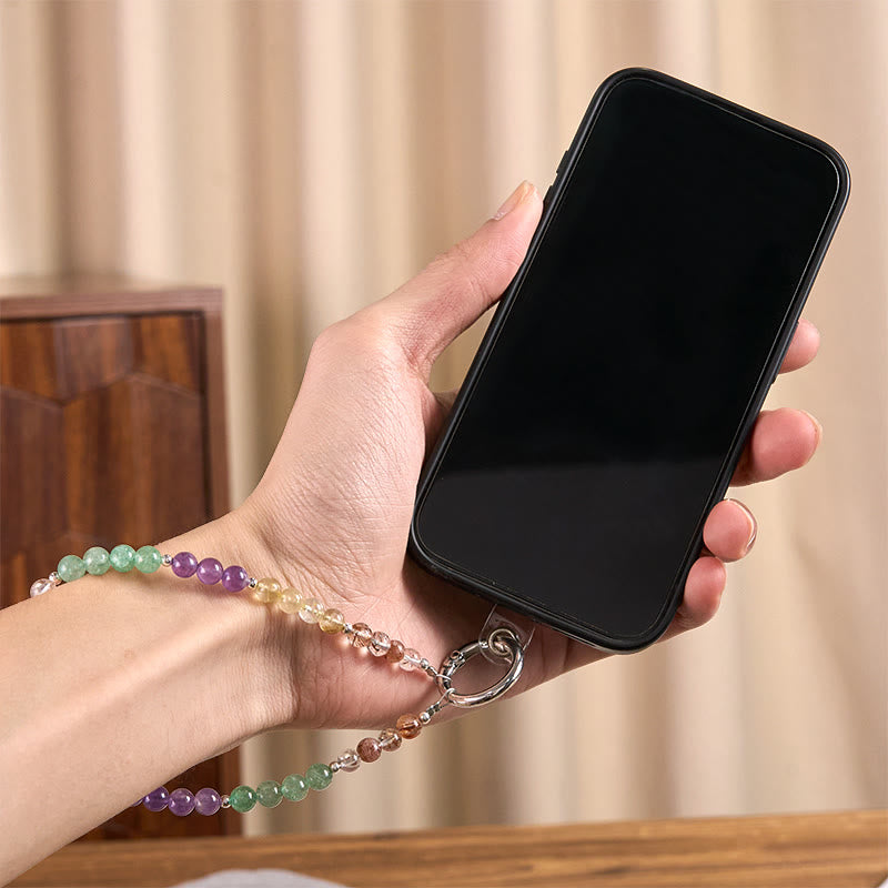 Super Seven Crystal & Citrine Fu Character Charm Phone Hanging Keychain