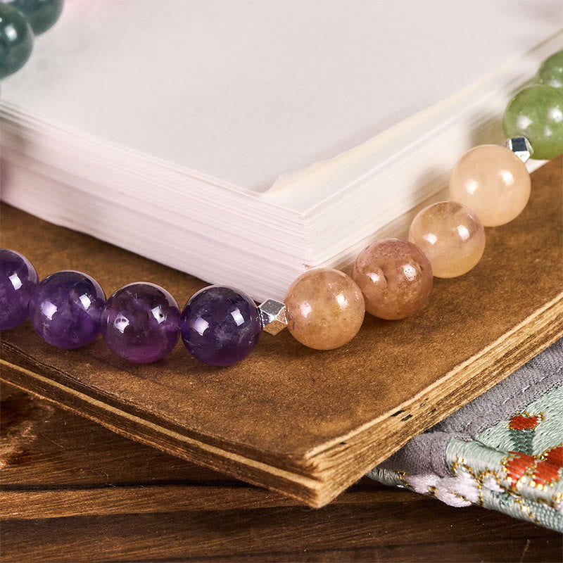 8mm Natural Amethyst Beaded Phone Charm and Keychain Accessory