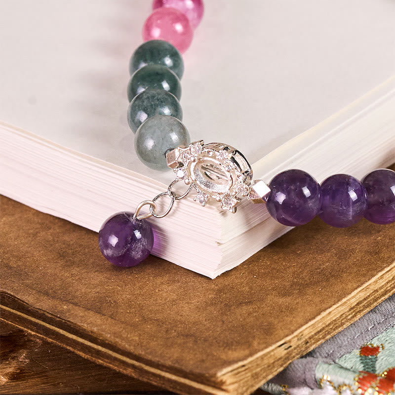 8mm Natural Amethyst Beaded Phone Charm and Keychain Accessory