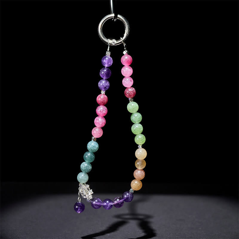 8mm Natural Amethyst Beaded Phone Charm and Keychain Accessory