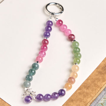 8mm Natural Amethyst Beaded Phone Charm and Keychain Accessory