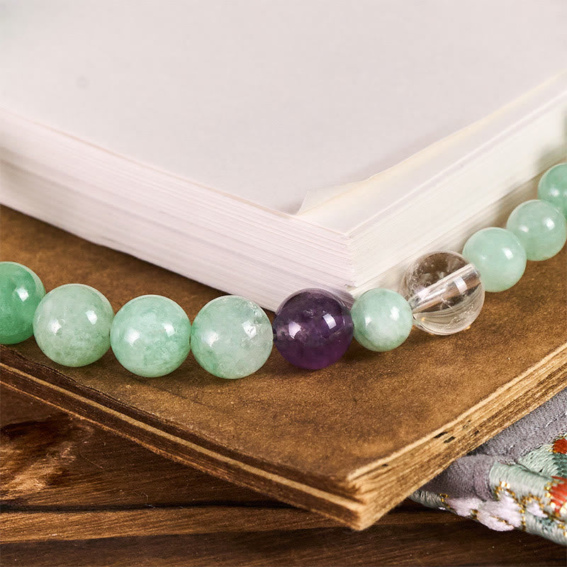 Multi-Gemstone Beaded Jade Tiger Eye Amethyst and Clear Quartz Phone Hanging Keychain