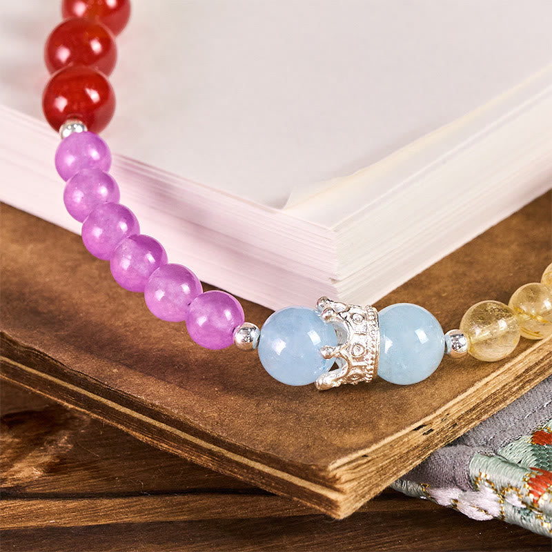 Purple Chalcedony and Citrine Crown Beaded Phone Hanging Decoration